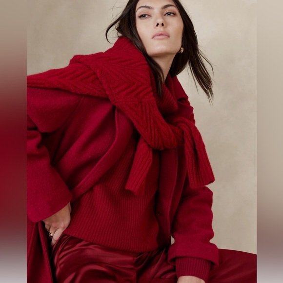 FINAL MARKDOWN! Banana Republic Red Martina Wool Bouclé Coat - Multiple Sizes🔹 - Picture 5 of 16